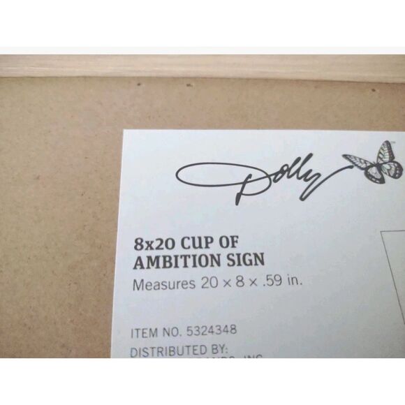 New 20" x 8" Dolly Parton Cup Of Ambition Framed Wood Sign Dolly Collectible NWT - Picture 3 of 7